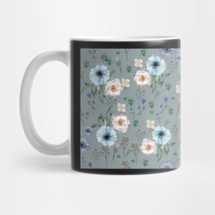 Blue Flower Peonies Bouquet Pattern Mug